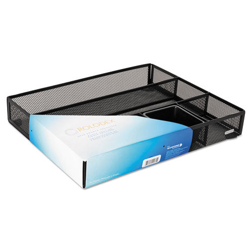 Deep Desk Drawer Organizer, Metal Mesh, Black