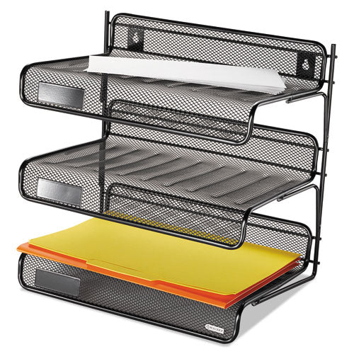 Mesh Three-tier Letter Size Desk Shelf, 10 X 7 X 9 3-8, Black