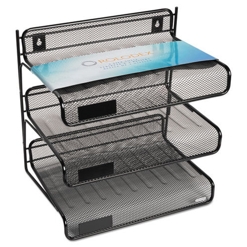 Mesh Three-tier Letter Size Desk Shelf, 10 X 7 X 9 3-8, Black