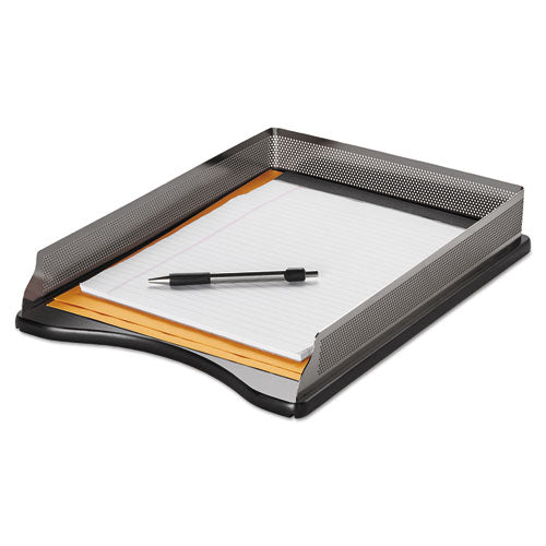 Distinctions Desk Tray, 1 Section, Legal Size Files, 8.5" X 14", Black-silver