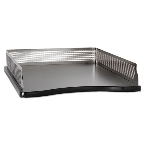 Distinctions Desk Tray, 1 Section, Legal Size Files, 8.5" X 14", Black-silver