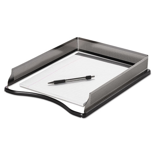 Distinctions Desk Tray, 1 Section, Letter Size Files, 8.5" X 11", Black-silver