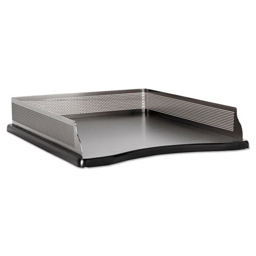 Distinctions Desk Tray, 1 Section, Letter Size Files, 8.5" X 11", Black-silver