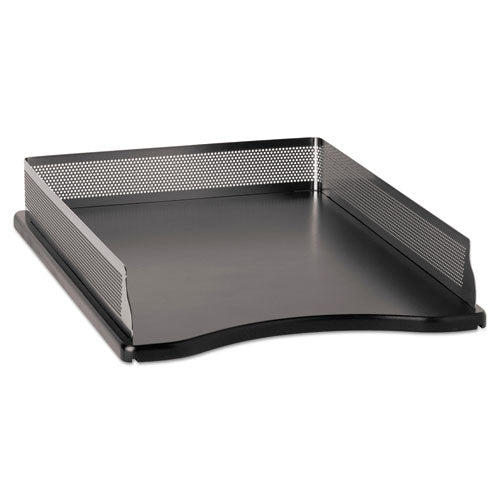 Distinctions Desk Tray, 1 Section, Letter Size Files, 8.5" X 11", Black-silver