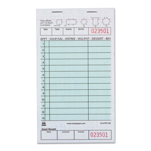 Guest Check Book, Two-part Carbonless, 4 1-5" X 7 3-4", 1-pages, 2000 Forms