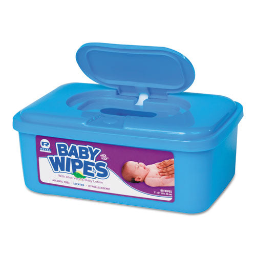 Baby Wipes Tub, Scented, White, 80-tub, 12 Tubs-carton