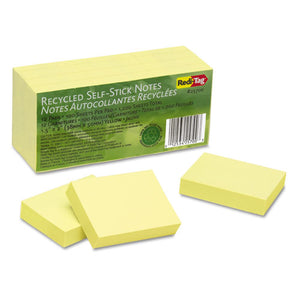 100% Recycled Notes, 1 1-2 X 2, Yellow, 12 100-sheet Pads-pack