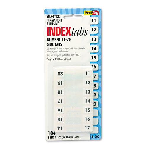 Legal Index Tabs, 1-12-cut Tabs, 11-20, White, 0.44" Wide, 104-pack