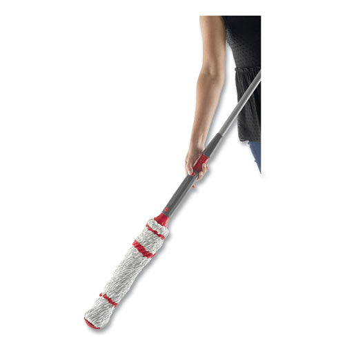 Microfiber Twist Mop, 16" White Mop Head, 4.5 Ft Plastic Handle, Gray-red