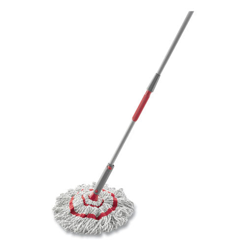 Microfiber Twist Mop, 16" White Mop Head, 4.5 Ft Plastic Handle, Gray-red