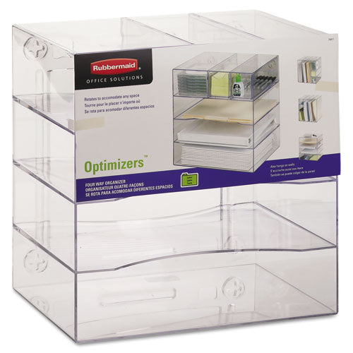Optimizers Four-way Organizer With Drawers, Plastic, 10 X 13 1-4 X 13 1-4, Clear