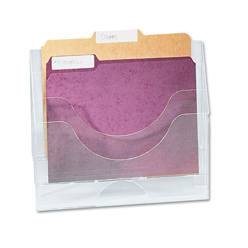 Optimizers Multifunctional Three-pocket File Folder Organizer, 3 Sections, Letter Size Files, 13" X 3.5" X 11.5", Clear