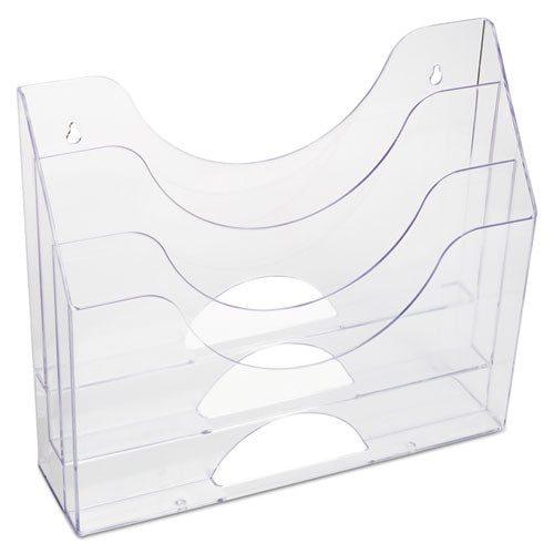 Optimizers Multifunctional Three-pocket File Folder Organizer, 3 Sections, Letter Size Files, 13" X 3.5" X 11.5", Clear