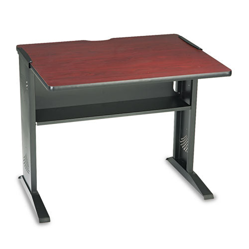 Computer Desk With Reversible Top, 35.5w X 28d X 30h, Mahogany-medium Oak-black