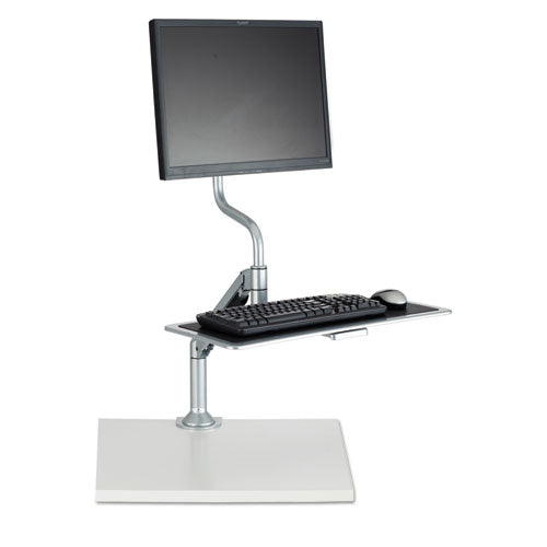 Desktop Sit-stand Workstations, Single Monitor, Silver