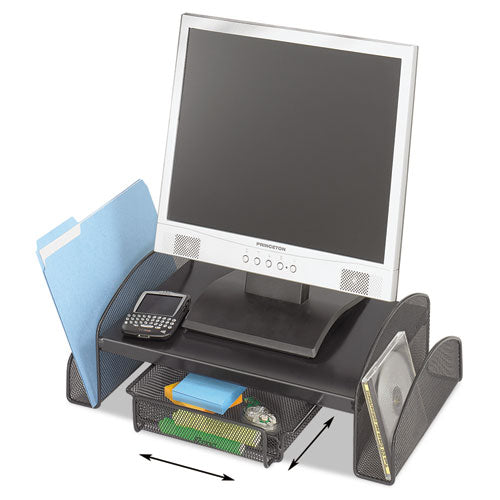 Onyx Mesh Steel Monitor Stand, 19 1-4 X 11 1-4 X 6 1-4, Black
