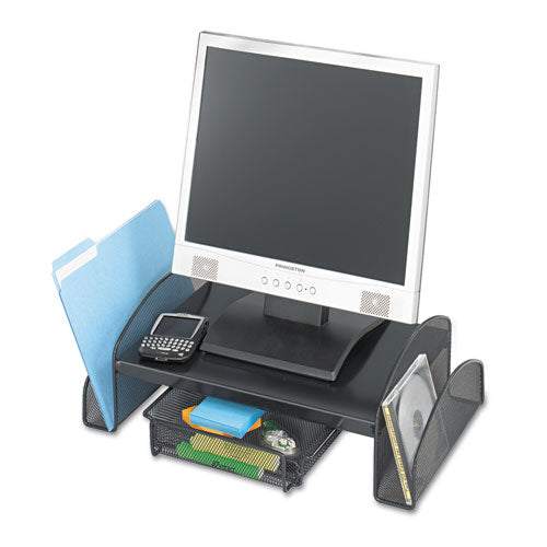 Onyx Mesh Steel Monitor Stand, 19 1-4 X 11 1-4 X 6 1-4, Black