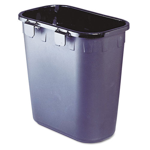 Paper Pitch Recycling Bin, Rectangular, Polyethylene, 1.75 Gal, Black