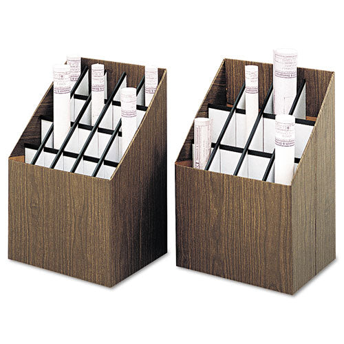 Corrugated Roll Files, 12 Compartments, 15w X 12d X 22h, Woodgrain