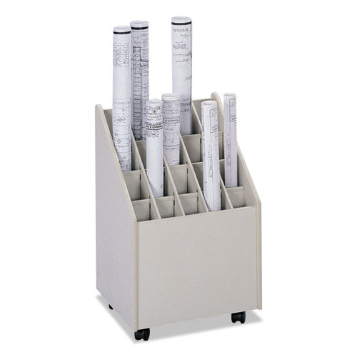 Laminate Mobile Roll Files, 20 Compartments, 15.25w X 13.25d X 23.25h, Putty