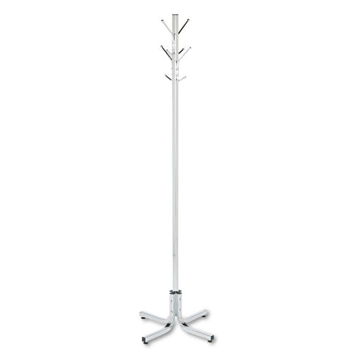 Metal Costumer W-umbrella Holder, Four Ball-tipped Double-hooks, 21w X 21d X 70h, Black