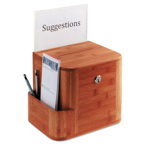 Bamboo Suggestion Box, 10 X 8 X 14, Natural