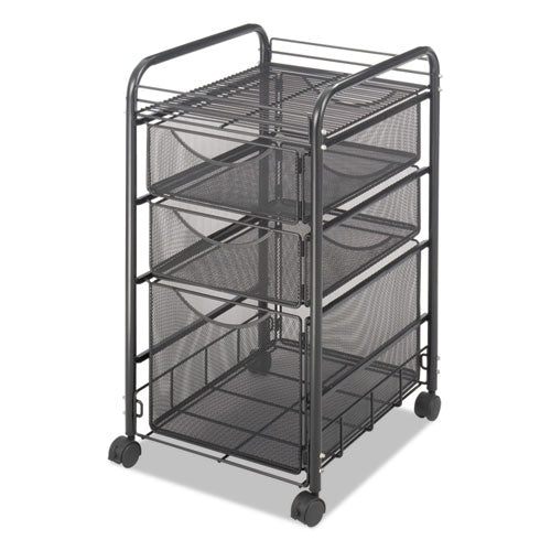 Onyx Mesh Mobile File With Two Supply Drawers, 15.75w X 17d X 27h, Black