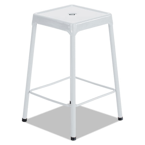 Counter-height Steel Stool, 25" Seat Height, Supports Up To 250 Lbs., Silver Seat-silver Back, Silver Base