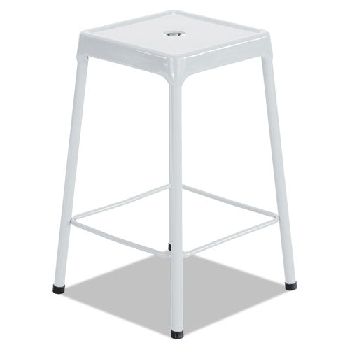 Bar-height Steel Stool, 29" Seat Height, Supports Up To 250 Lbs., Black Seat-black Back, Black Base
