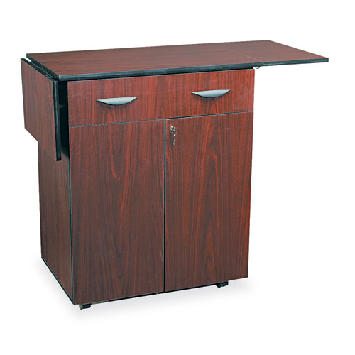 Hospitality Service Cart, One-shelf, 32.5w X 20.5d X 38.75h, Mahogany