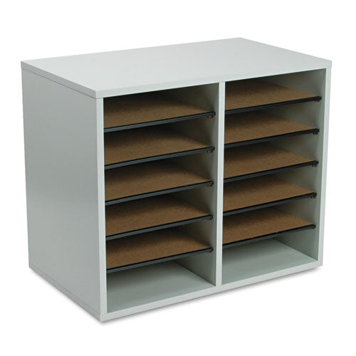 Fiberboard Literature Sorter, 12 Sections, 19 5-8 X 11 7-8 X 16 1-8, Gray