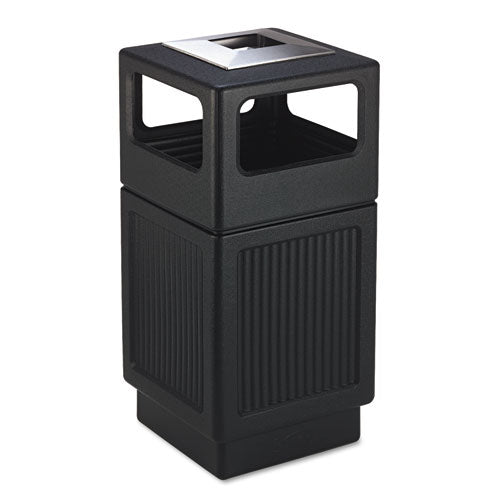 Canmeleon Ash-trash Receptacle, Square, Polyethylene, 38 Gal, Textured Black