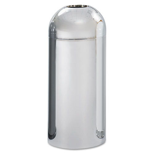 Open-top Dome Receptacle, Round, Steel, 15 Gal, Black