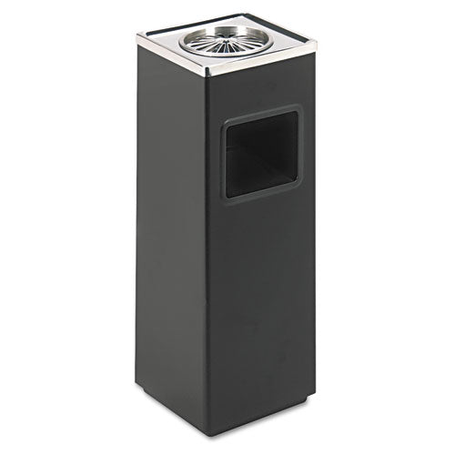 Ash 'n Trash Sandless Urn, Square, Stainless Steel, 3 Gal, Black-chrome