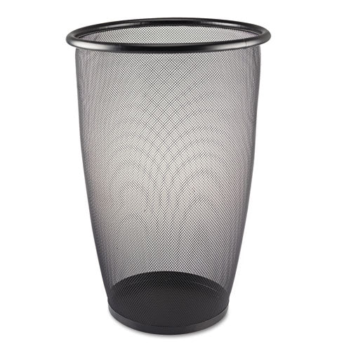 Onyx Round Mesh Wastebasket, Steel Mesh, 9 Gal, Black