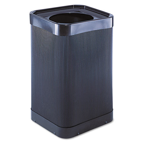 At-your Disposal Top-open Waste Receptacle, Square, Polyethylene, 38 Gal, Black