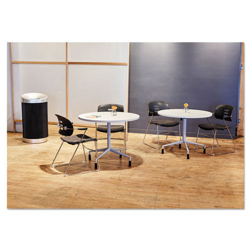 At-your-disposal Vertex Receptacle, Round, Polyethylene, 38 Gal, Black-chrome