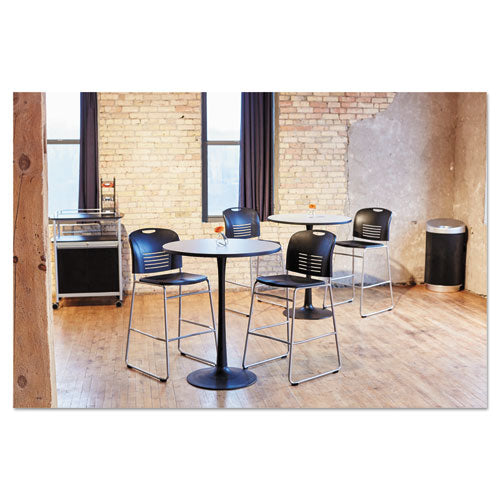 At-your-disposal Vertex Receptacle, Round, Polyethylene, 38 Gal, Black-chrome