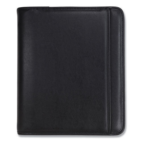 Professional Zippered Pad Holder-ring Binder, Pockets, Writing Pad, Vinyl Black