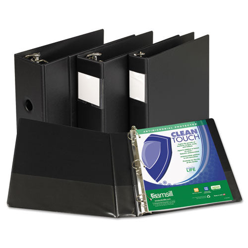 Clean Touch Locking D-ring Reference Binder Protected W-antimicrobial Additive, 3 Rings, 6" Capacity, 11 X 8.5, Black