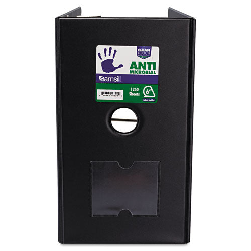 Clean Touch Locking D-ring Reference Binder Protected W-antimicrobial Additive, 3 Rings, 6" Capacity, 11 X 8.5, Black