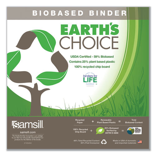 Earth's Choice Biobased Economy Round Ring View Binders, 3 Rings, 3" Capacity, 11 X 8.5, Lime