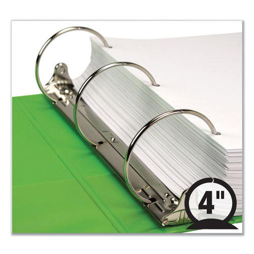 Earth's Choice Biobased Economy Round Ring View Binders, 3 Rings, 4" Capacity, 11 X 8.5, Lime