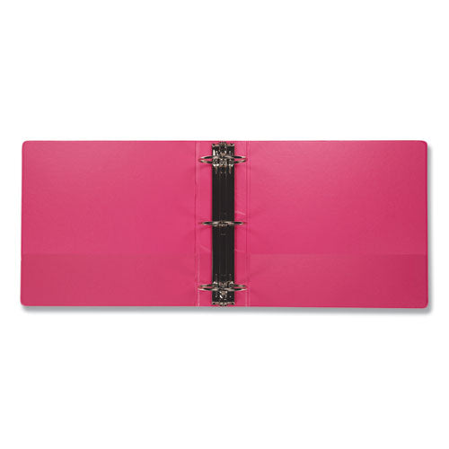 Earth's Choice Biobased Economy Round Ring View Binders, 3 Rings, 4" Capacity, 11 X 8.5, Berry