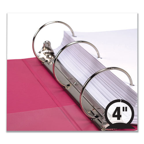 Earth's Choice Biobased Economy Round Ring View Binders, 3 Rings, 4" Capacity, 11 X 8.5, Berry