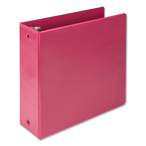 Earth's Choice Biobased Economy Round Ring View Binders, 3 Rings, 4" Capacity, 11 X 8.5, Berry