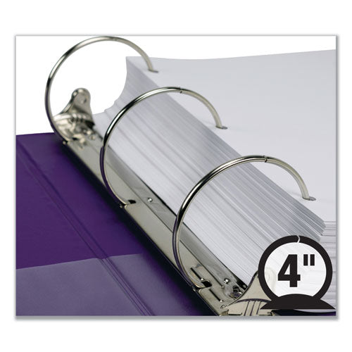 Earth's Choice Biobased Economy Round Ring View Binders, 3 Rings, 4" Capacity, 11 X 8.5, Purple