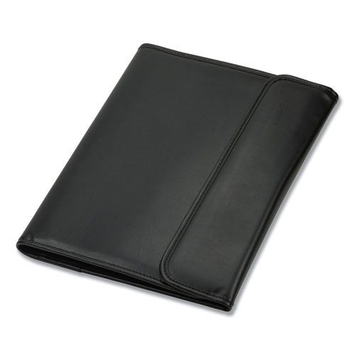 Professional Tri-fold Padfolio W-calculator, Writing Pad, Vinyl, Black