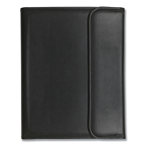 Professional Tri-fold Padfolio W-calculator, Writing Pad, Vinyl, Black