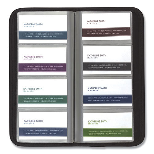 Professional Vinyl Business Card File, 160 Card Cap, 2 X 3 1-2 Cards, Black